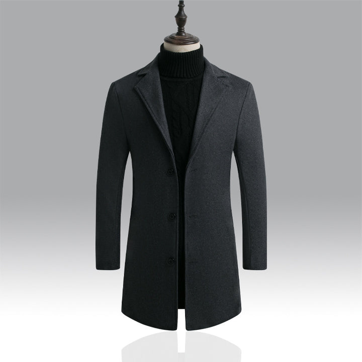 Herren Taillierter einreihiger Wollmantel mit Reverskragen und schlanker Silhouette Echo Archiv