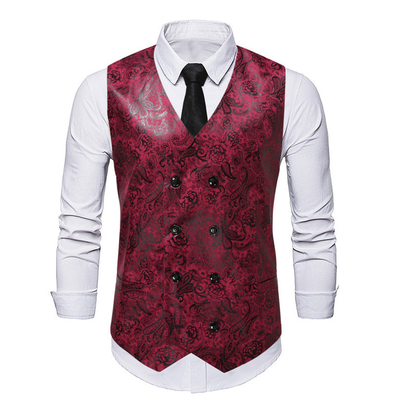 Herren elegante Weste mit floralem Muster und doppelter Knopfreihe Echoarchiv