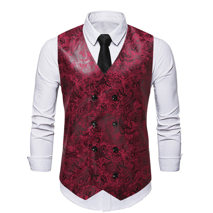 Herren elegante Weste mit floralem Muster und doppelter Knopfreihe Echoarchiv