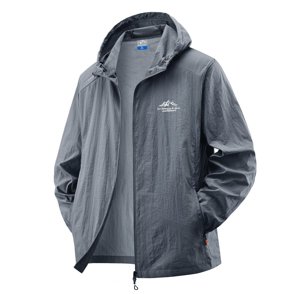 Herren Leichte Windbreaker-Jacke mit verstellbarer Kapuze