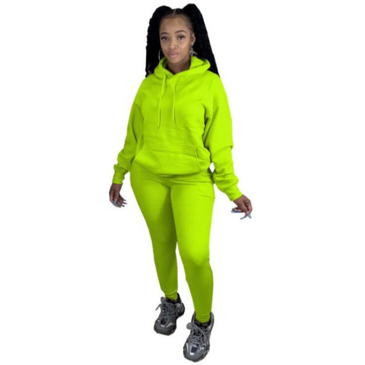 Damen Zweiteiliges Freizeitset mit Oversize Kapuzenpullover und Leggings mit hohem Bund, schmaler Passform – Élanora