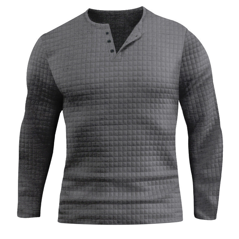 Herren Langarmshirt mit strukturiertem Design und modischem Knopfverschluss Echoarchiv