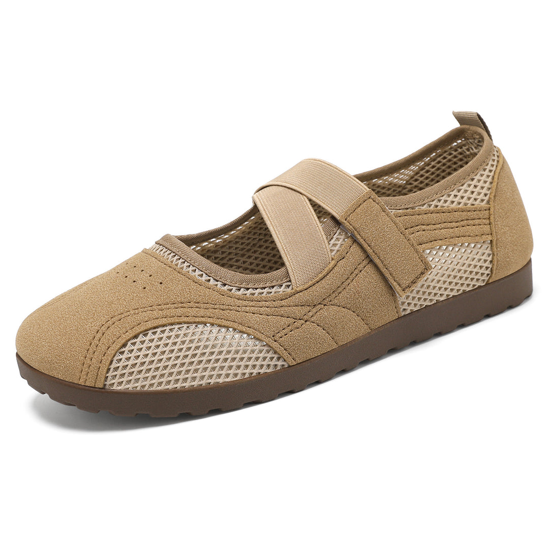 Damen nan atmungsaktive Mary-Jane-Walking-Halbschuh mit Klettverschluss und verstärkter Profilsohle Echo Archiv