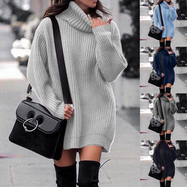 Damen Oversize-Longpullover mit Rollkragen, geripptem Feinstrick und figurumspielender Tunika-Länge Echo Archiv