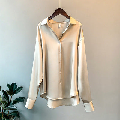 Damen Elegante Bluse aus feinem Satin mit Rüschendetails Echoarchiv