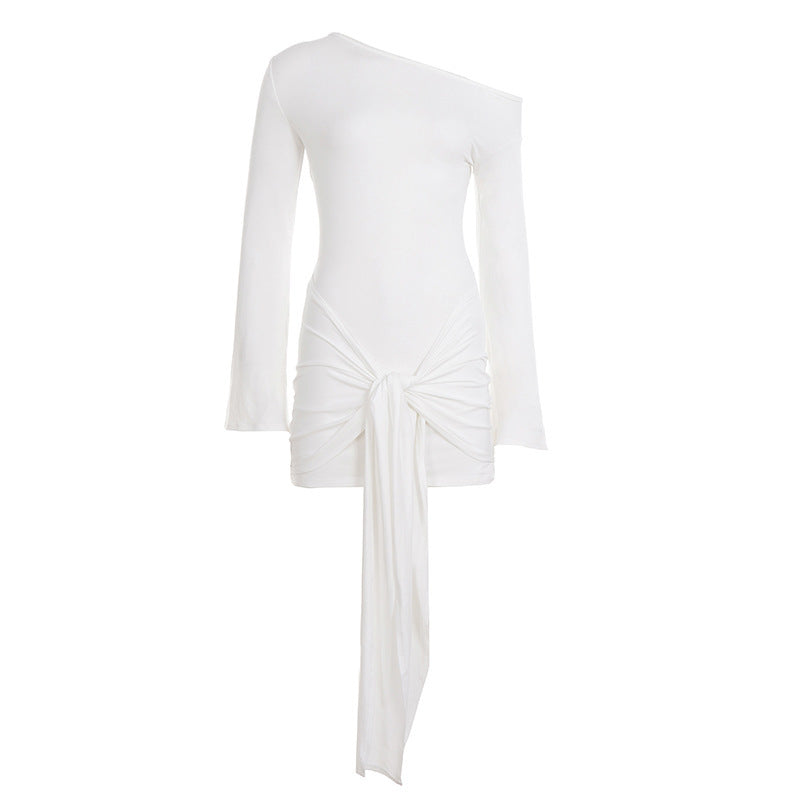 Damen Asymmetrisches One-Shoulder Miniwickelkleid mit Knotenfront und Drapé‑Schleife Echo Archiv