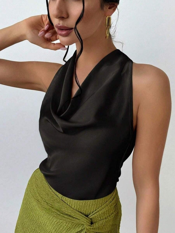 Damen Elegantes Satinoberteil mit schickem Wasserfall-Ausschnitt Echo Archiv