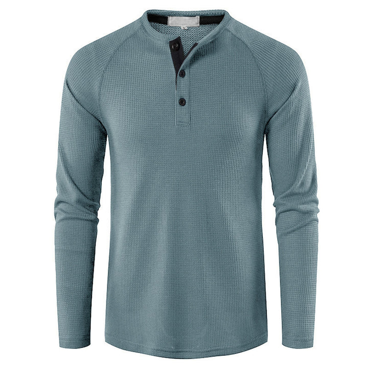 Herren Langarm-Henley-Shirt mit strukturierter Oberfläche Echoarchiv