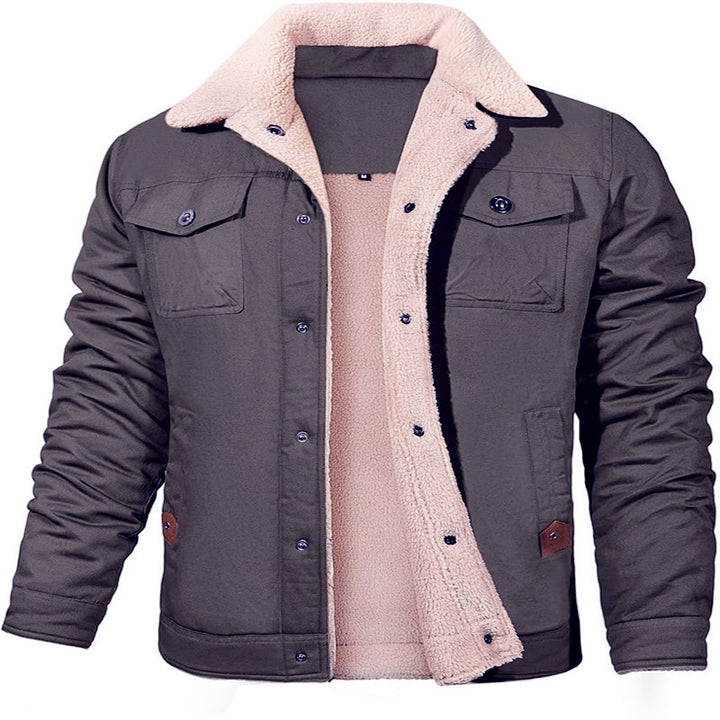Herren Sherpa-gefütterte Canvas-Truckerjacke mit Thermofutter und Brusttaschen Echoarchiv