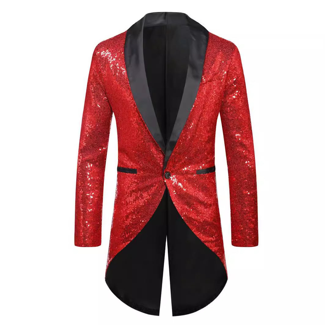 Herren Glitzernder Anzugblazer mit elegantem Schalkragen Echoarchiv