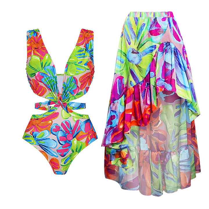 Damen Einteiler Badeanzug mit floralem Cut-Out Design Echo Archiv