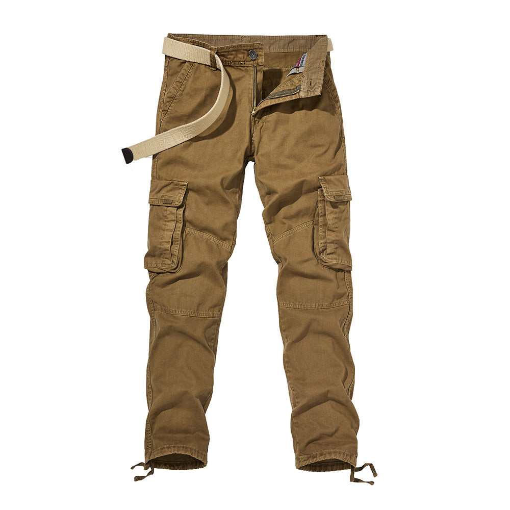 Herren Slim-Fit Cargohose mit verstärkten Kniepartien, Tunnelzugsäumen und Multifachtaschen – Bravaro