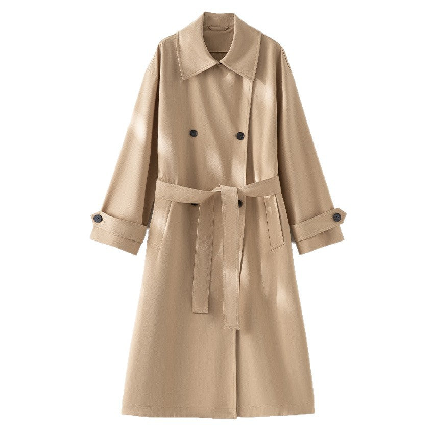 Herren Langer Doppelreihiger Trenchcoat mit Oversize-Schnitt und Reverskragen Echoarchiv