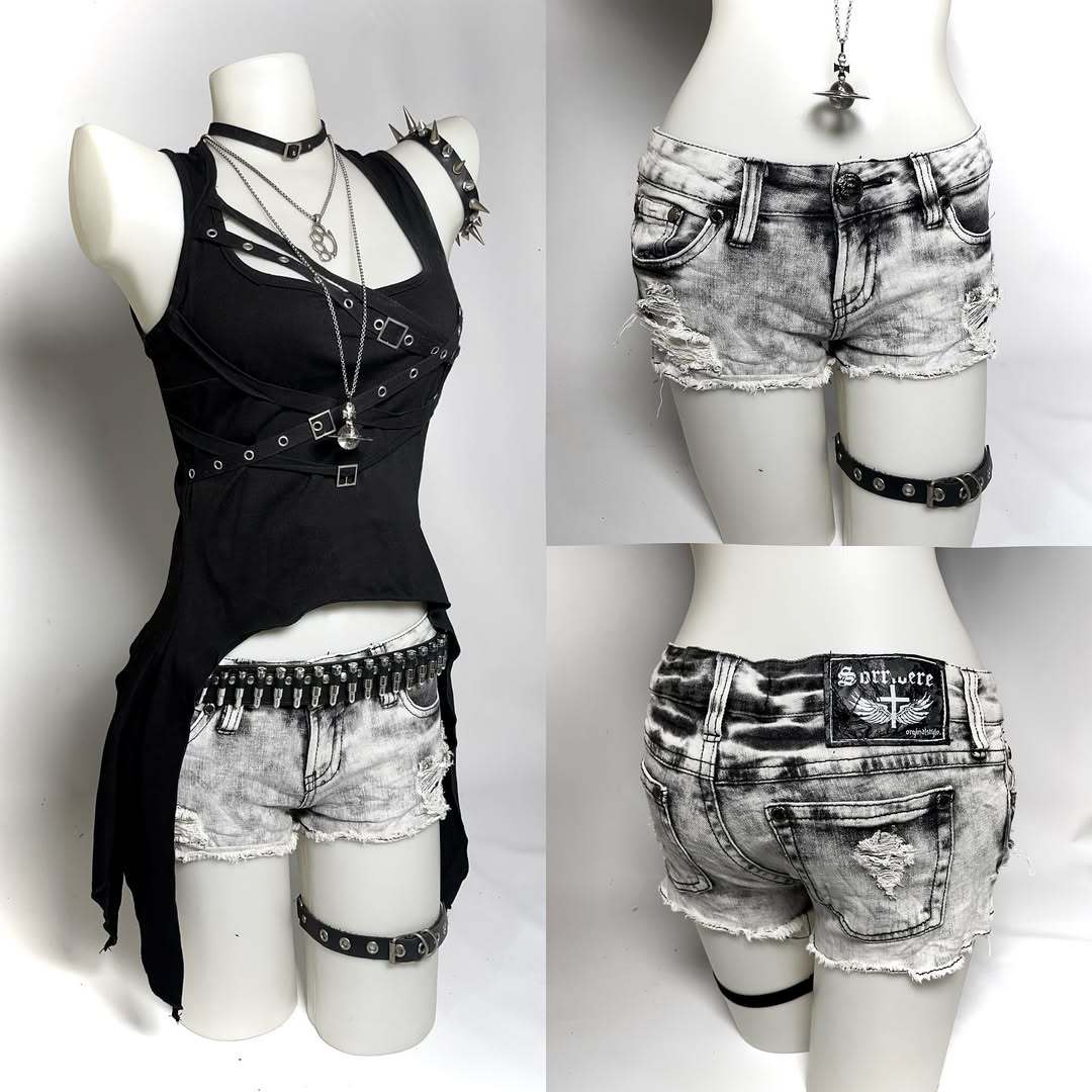 Damen trendige Destroyed Denim-Shorts Echo Archiv