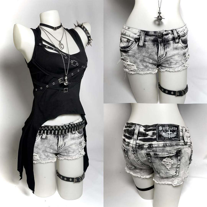 Damen trendige Destroyed Denim-Shorts Echo Archiv