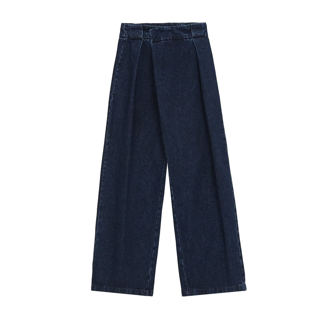 Damen Weite High-Waist Plissierte Denim-Hose mit Bügelfalte Echoarchiv