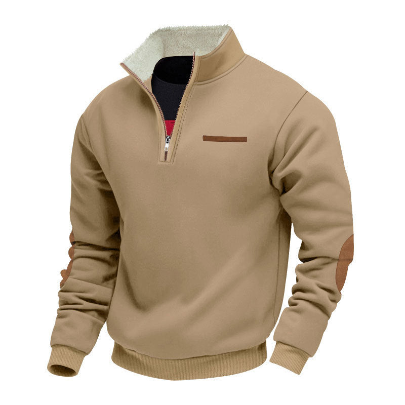 Herren nan Halbzip-Troyer mit Teddyfleece-Kragen und Leder-Ellbogenpatches Echo Archiv