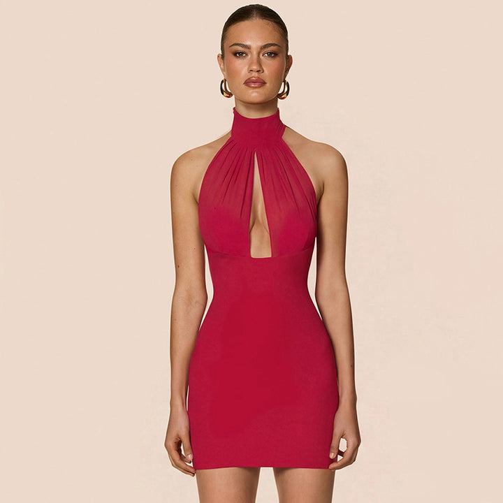 Damen Schickes Minikleid mit hochgeschlossenem Kragen und eleganten Cut-Outs Echo Archiv