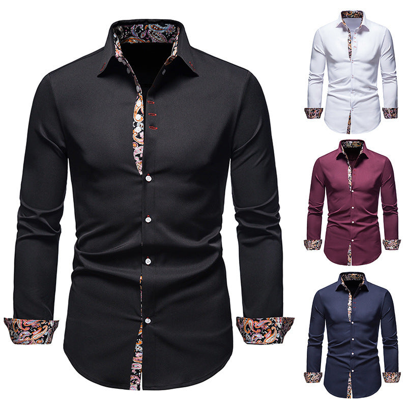 Herren elegantes Langarmhemd mit auffälligem Paisley-Muster Echoarchiv