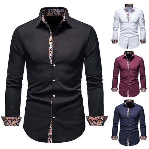 Herren elegantes Langarmhemd mit auffälligem Paisley-Muster Echoarchiv