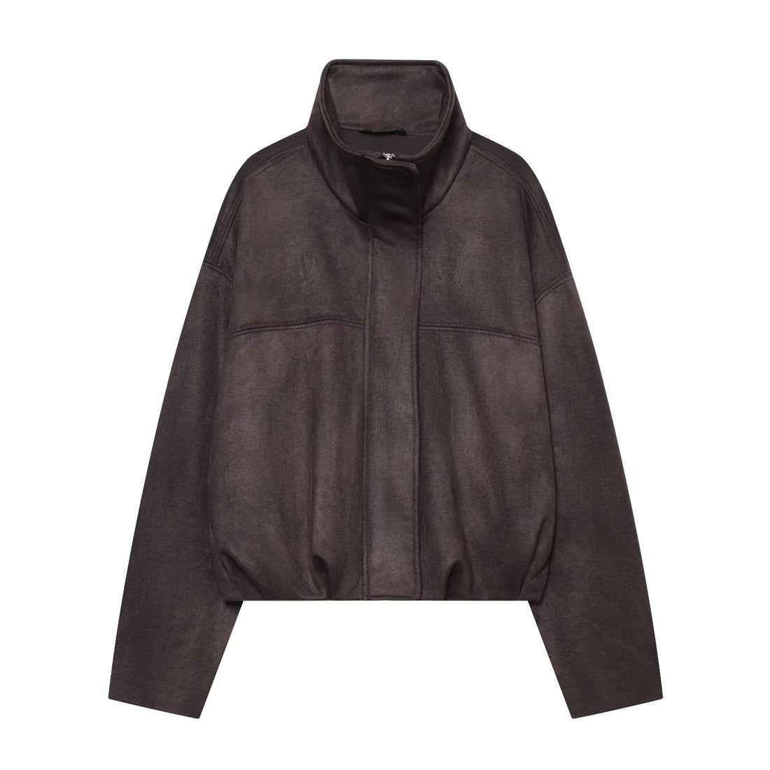 Damen Kurzblouson aus Velours‑Optik mit hohem Funnelkragen und elastischem Saum Echoarchiv