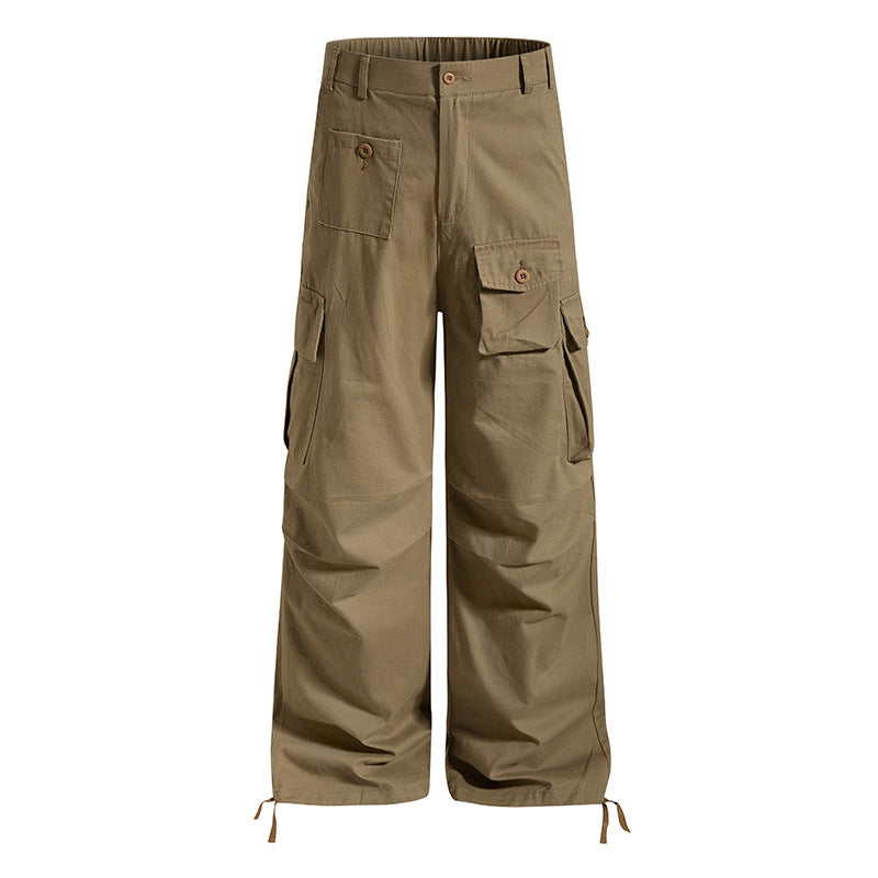 Damen weite Cargo-Hose im Utility-Stil mit Multifunktions-Taschen und Saum-Tunnelzug Echoarchiv