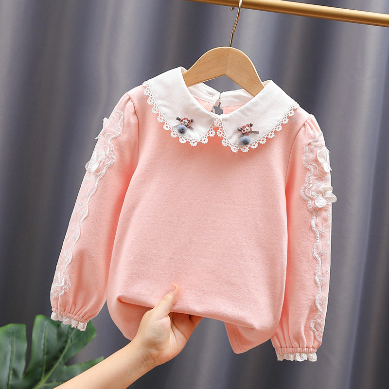 Mädchen Bluse mit elegantem Spitzenkragen und filigranen Akzenten Echo Archiv