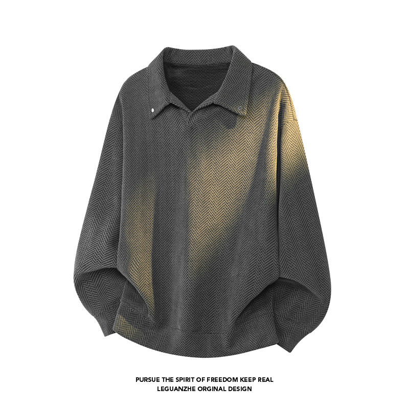Damen Oversize-Bluse mit Fischgrätstruktur und Balloon-Ärmeln Echo Archiv