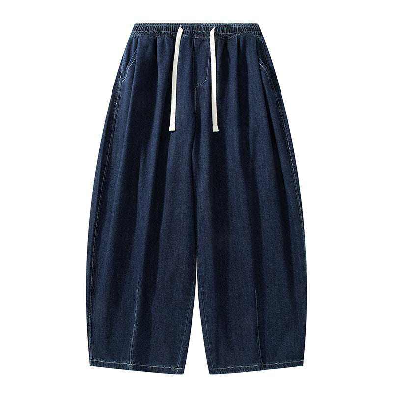 Damen Weite Denim-Palazzohose mit Tunnelzugbund, tiefem Schritt und extra weitem Bein Echo Archiv