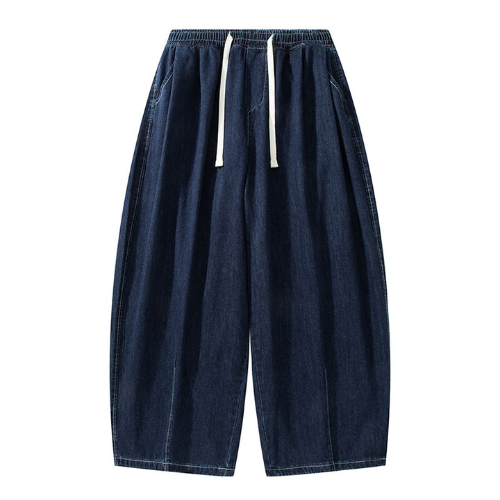Damen Weite Denim-Palazzohose mit Tunnelzugbund, tiefem Schritt und extra weitem Bein Echo Archiv