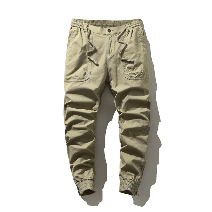 Herren Canvas‑Cargo‑Jogginghose mit elastischem Bund und Bündchen – Bravaro