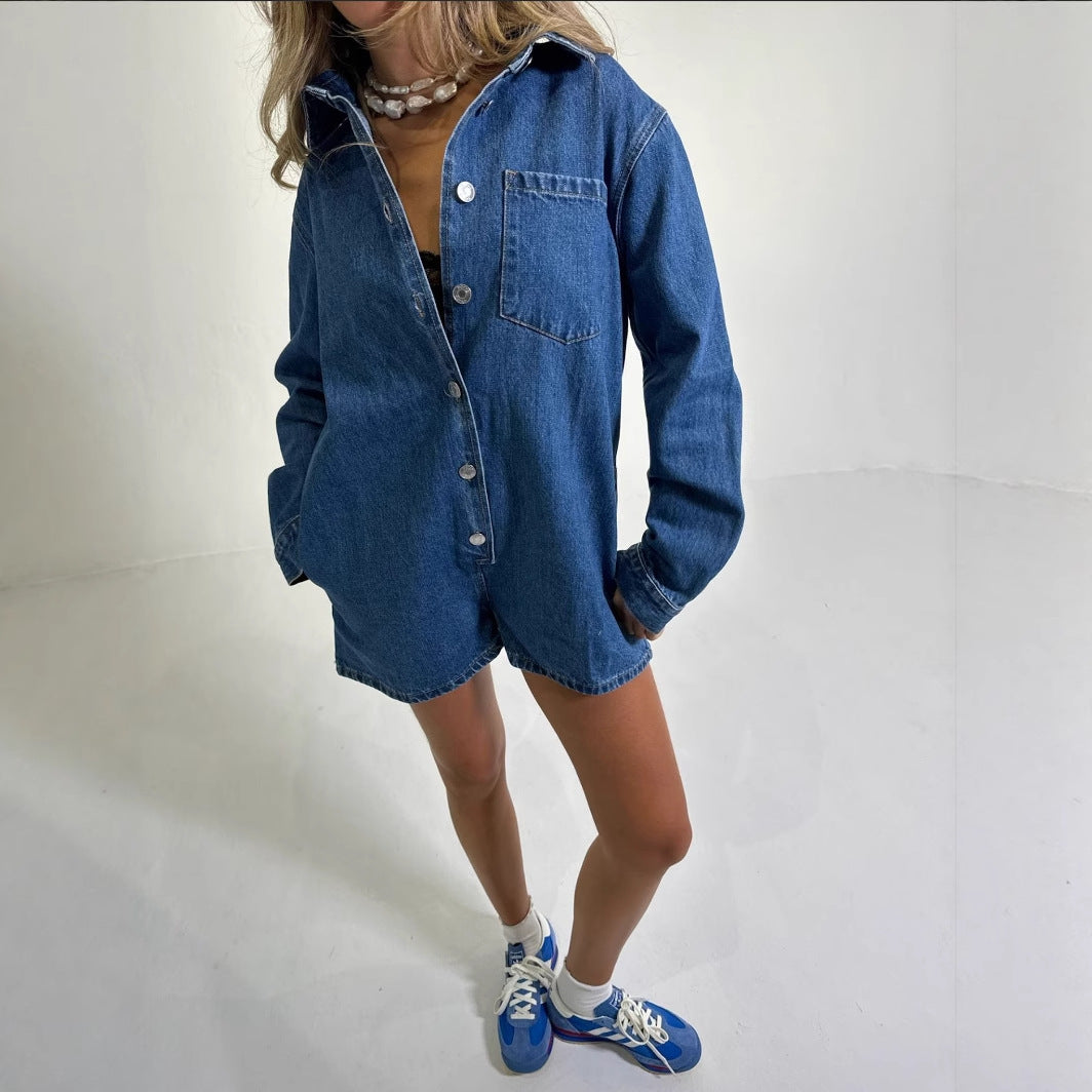 Damen Jeans-Overall mit Kurzarm und praktischen Taschen Echo Archiv