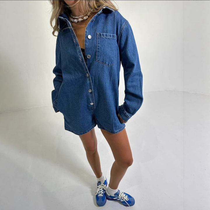 Damen Jeans-Overall mit Kurzarm und praktischen Taschen Echo Archiv
