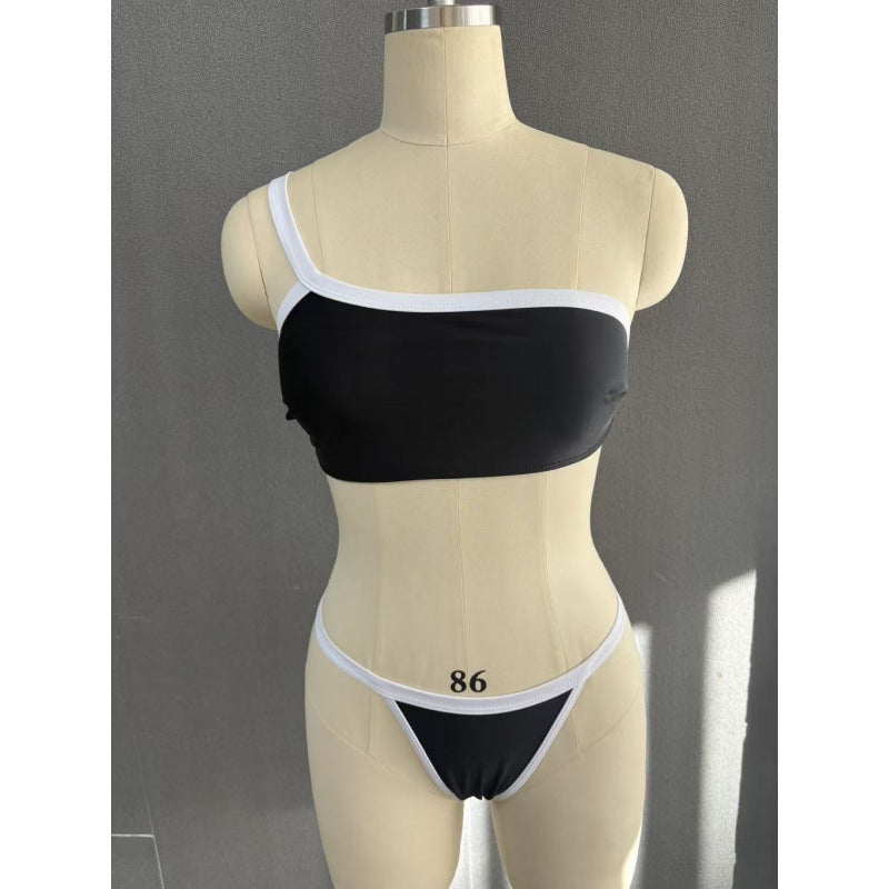 Damen Einseitiger Bikini mit modischem Kontrast und sportlichem Design Echo Archiv