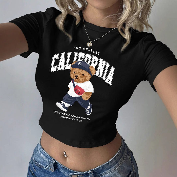 Damen T-Shirt mit kreativem Bärenmotiv und urbanem Lifestyle-Print Echo Archiv