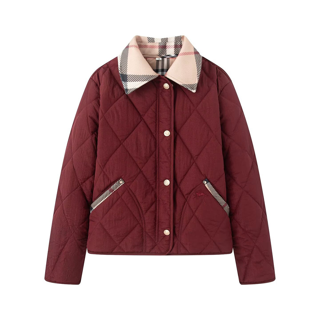 Damen Steppjacke mit karierter Kragen- und Taschenblende Echo Archiv
