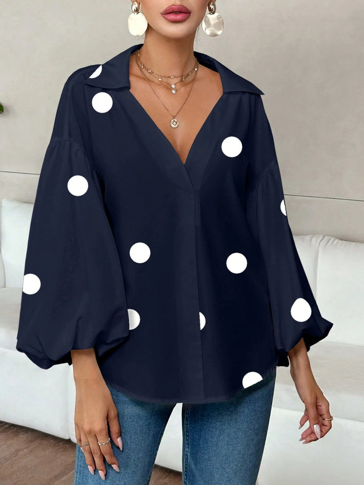 Damen Oversize-Bluse mit voluminösen Puffärmeln und Punktmuster Echo Archiv