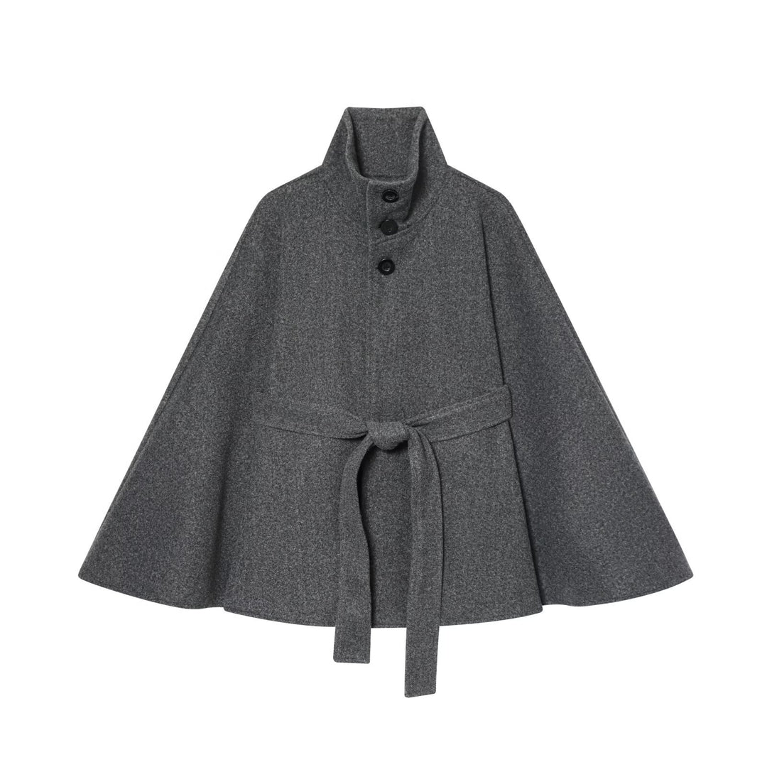 Damen Kurze Boxy-Wollmix-Jacke mit Stehkragen und aufgesetzten Pattentaschen Echoarchiv