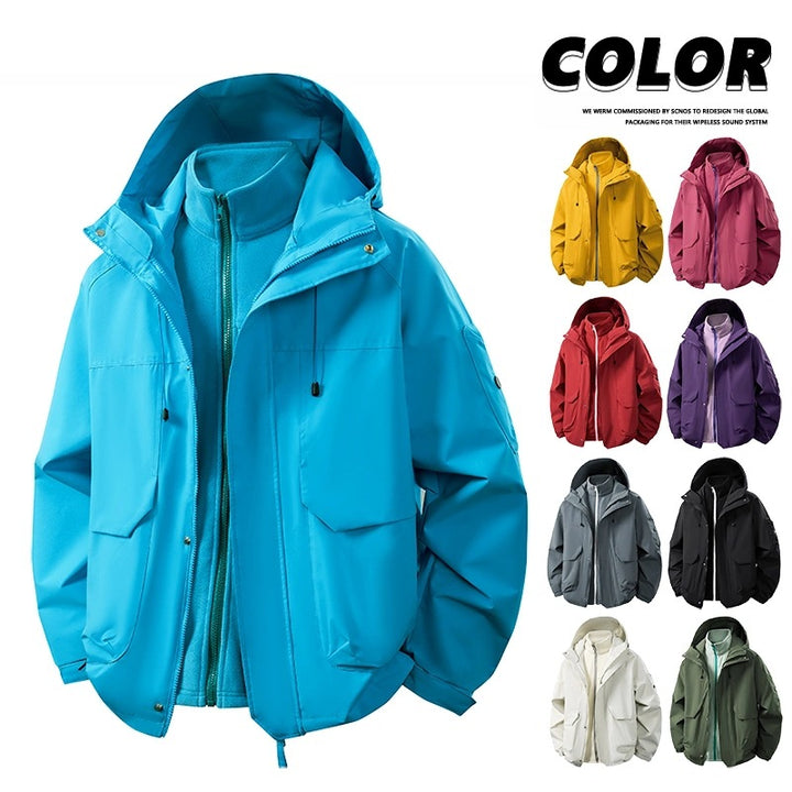 Herren Wasserabweisende Doppeljacke mit abnehmbarer Fleece‑Innenjacke und Kapuze Echo Archiv