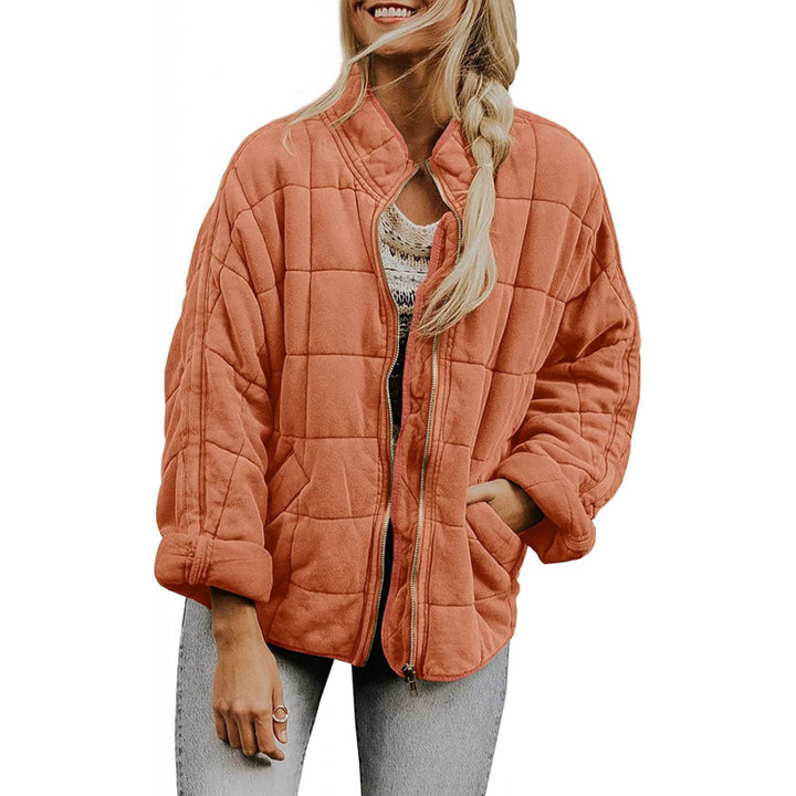 Damen Steppjacke im Oversized Schnitt mit Stehkragen und verdecktem Reißverschluss – Célinea
