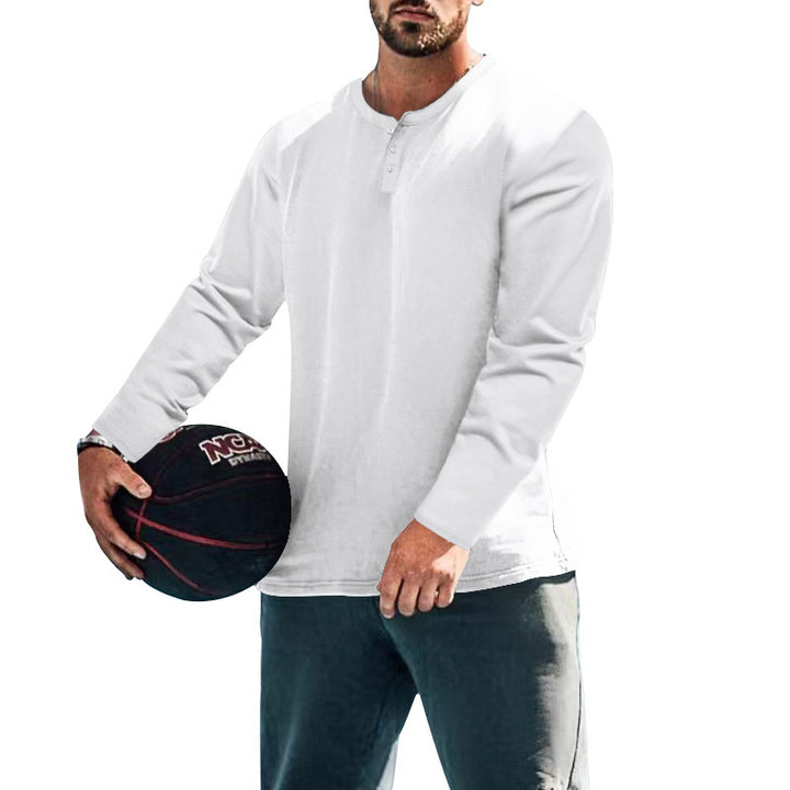 Herren Langärmliges T-Shirt mit Knopfleiste Echoarchiv