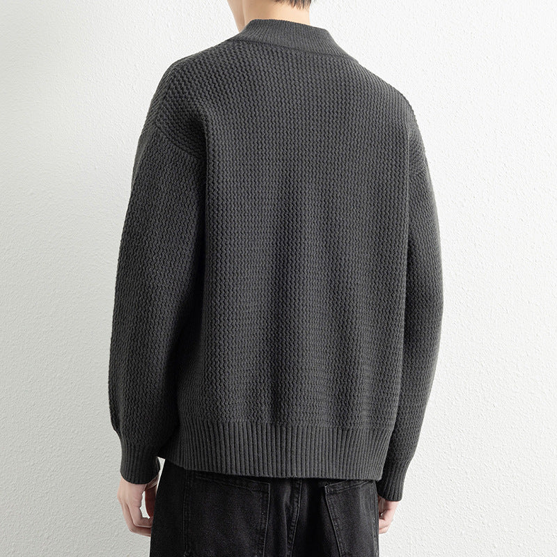 Herren Strickjacke mit hohem Kragen und praktischen Reißverschluss Echoarchiv