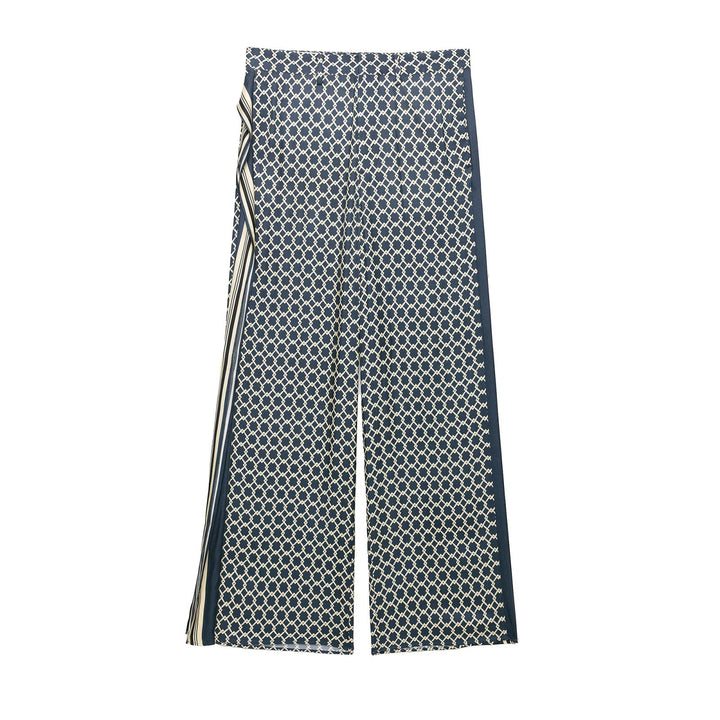 Damen Weite Palazzo‑Hose mit geometrischem Alloverprint und seitlichem Streifen Echo Archiv
