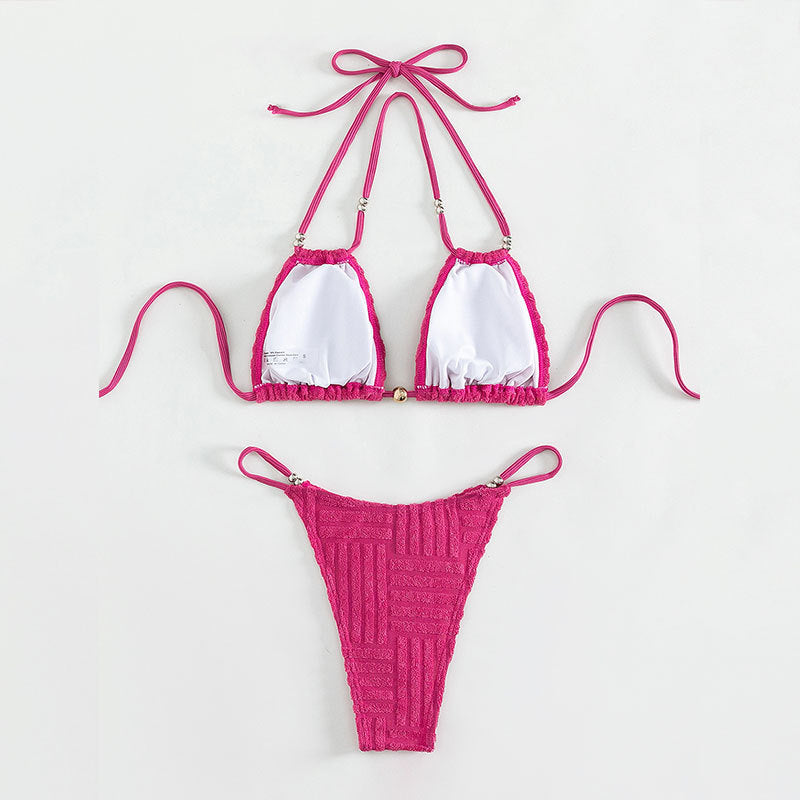 Damen Triangel-Bikini mit strukturiertem Obermaterial und goldenen Akzenten Echo Archiv