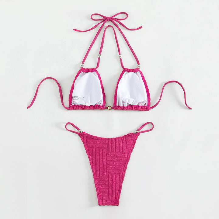Damen Triangel-Bikini mit strukturiertem Obermaterial und goldenen Akzenten Echo Archiv