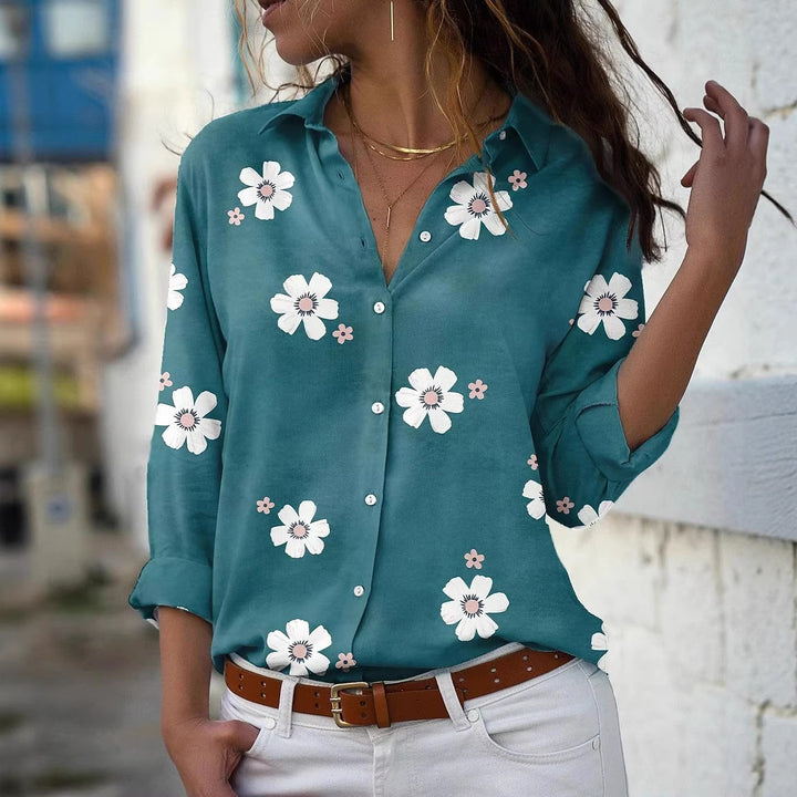Damen Bluse mit Blumenmuster, Hemdkragen und lockerer Passform Echoarchiv