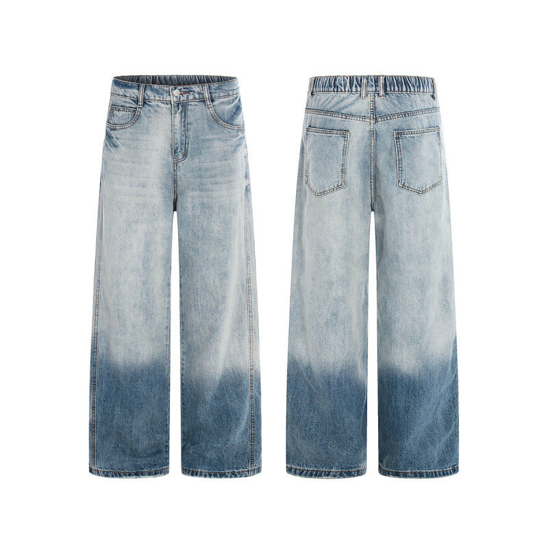 Damen Weite High-Waist Denim-Jeans mit Ombre-Saum und elastischem Rückenteil Echo Archiv