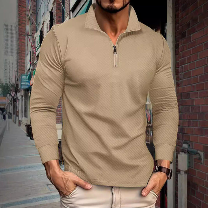 Herren Sportliches Langarmshirt mit Reißverschluss und lässigem Schnitt Echoarchiv