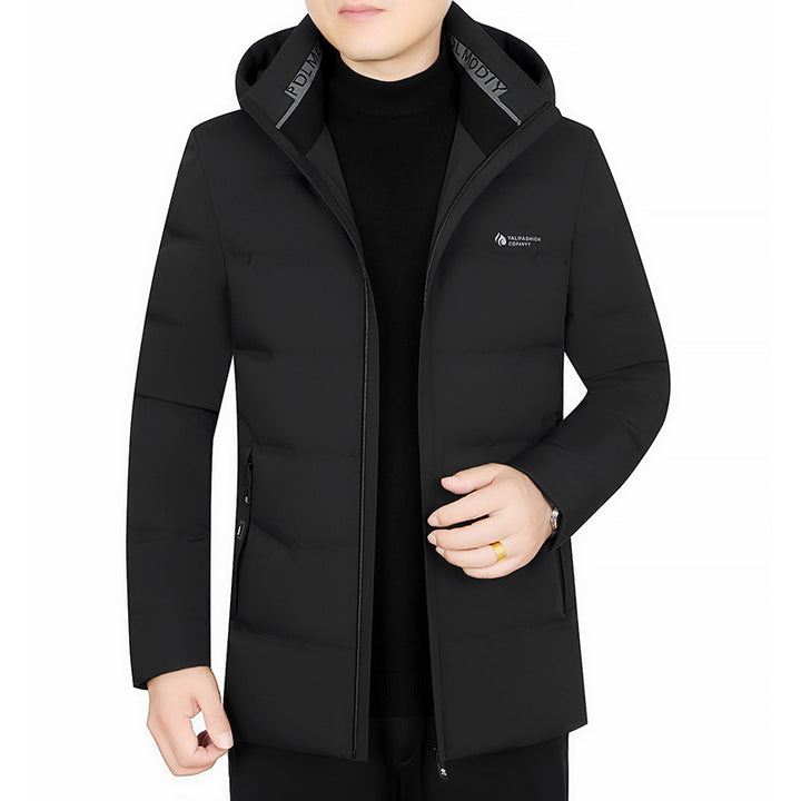 Herren Wattierter City-Mantel mit Kapuze, nahtlosem Minimaldesign und winddichter Performance-Außenhaut – Montevé