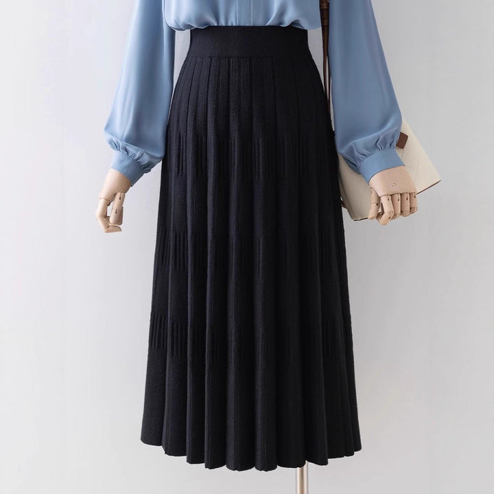 Damen Eleganter plissierter Midirock mit hohem Bund Echo Archiv